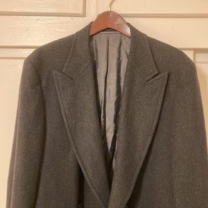 Barneys New York Regent Hand Tailored Herringbone Cashmere Wool Overcoat 42R